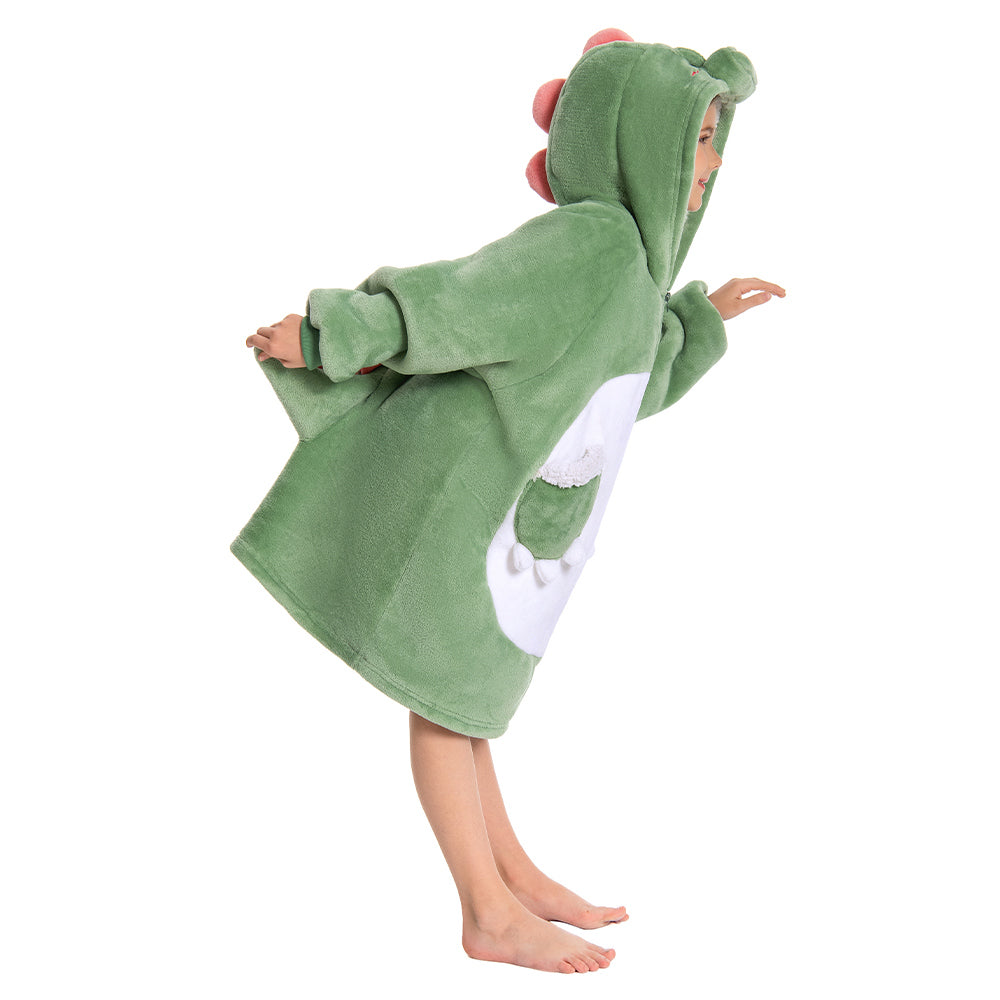 Kinder grün Dinosaurier tragbar Decke mit Kapuze Tierkostüm taglich Homewear