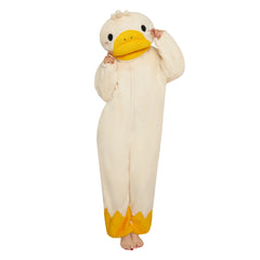 Lustiger Gans Onesie für Erwachsene – Flauschiger Fleece Tier-Jumpsuit & Schlafanzug