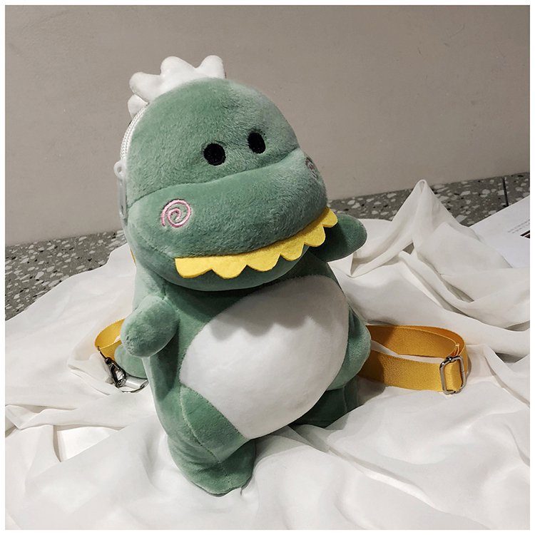 Niedliche Plüsch-Dinosaurier Umhängetasche Grün – Süße Dino Crossbody-Tasche & Schultertasche