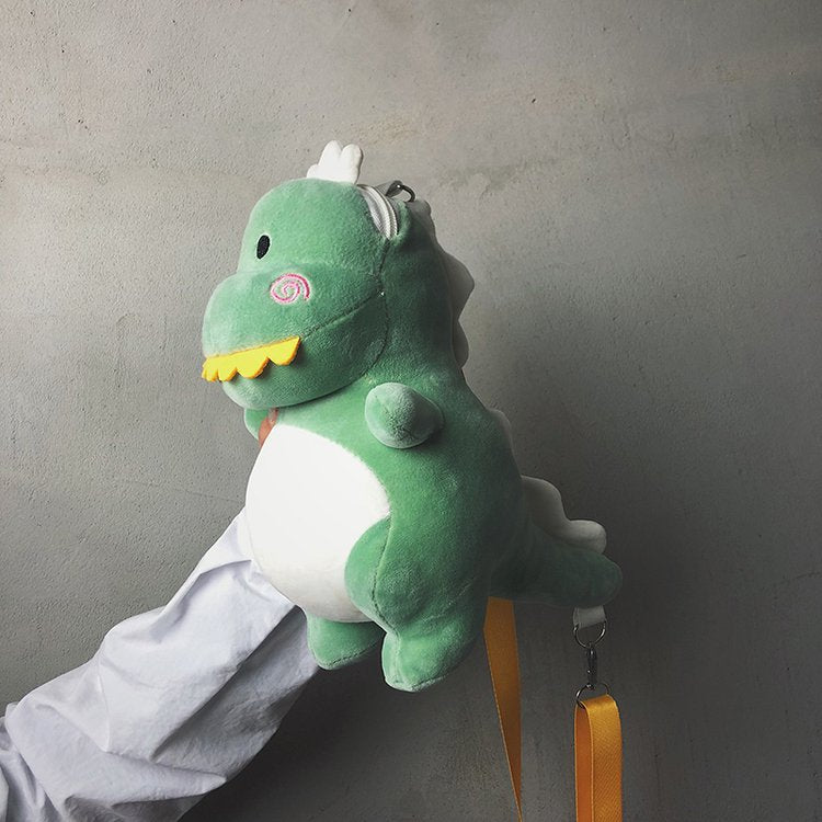 Niedliche Plüsch-Dinosaurier Umhängetasche Grün – Süße Dino Crossbody-Tasche & Schultertasche
