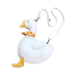 Niedliche Plüsch-Gans Umhängetasche weiß gelb – Süße Gans Crossbody-Tasche & Schultertasche