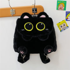 Niedliche Plüsch-schwarze Katze Form Rucksack schwarz – Süße KATZE Crossbody-Tasche & Schultertasche