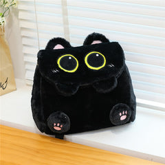 Niedliche Plüsch-schwarze Katze Form Rucksack schwarz – Süße KATZE Crossbody-Tasche & Schultertasche