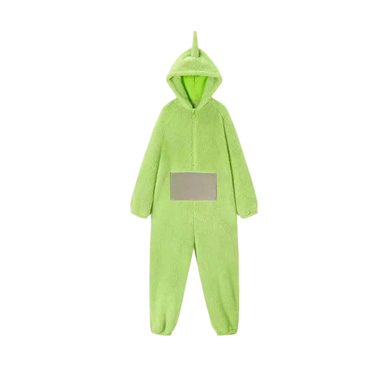 Erwachsene unsex Winter Pyjama Cartoon Teletubbies, verdicktes Korallenfleece Overall, warmer Hausanzug Nachthemd