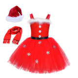 Mädchen Kinder Tülle Kleid mit Haarschmuck Weihnachtskleid Partykleid Geburtstag Festkleid Ärmellos Weihnachten Kleid