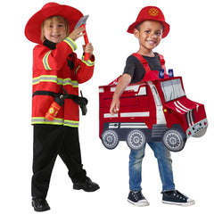 Kinder Feuerwehrmann Feuerwehrauto Cosplay Kostüme Kindergarten Kindertag und Halloween-Auftrittsoutfits