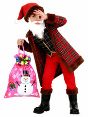 Kinder Weihnachten Kostüm mit rotem Karomuster Weihnachtsmann-Outfit Weihnachtsfeier Schulfest-Auftrittskostüm