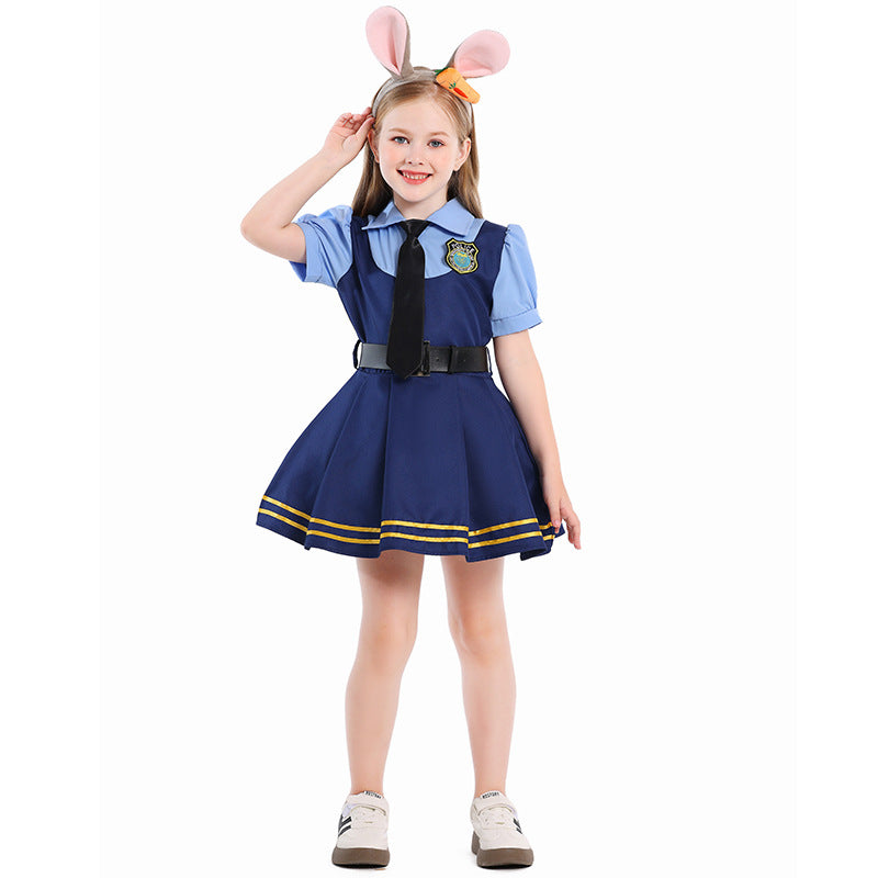 Kinder Mädchen Zootopia‌ Judy Hopps Kleid Cosplay Halloween Karneval Kostüm