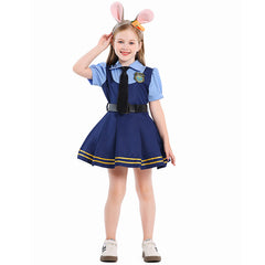 Kinder Mädchen Zootopia‌ Judy Hopps Kleid Cosplay Halloween Karneval Kostüm