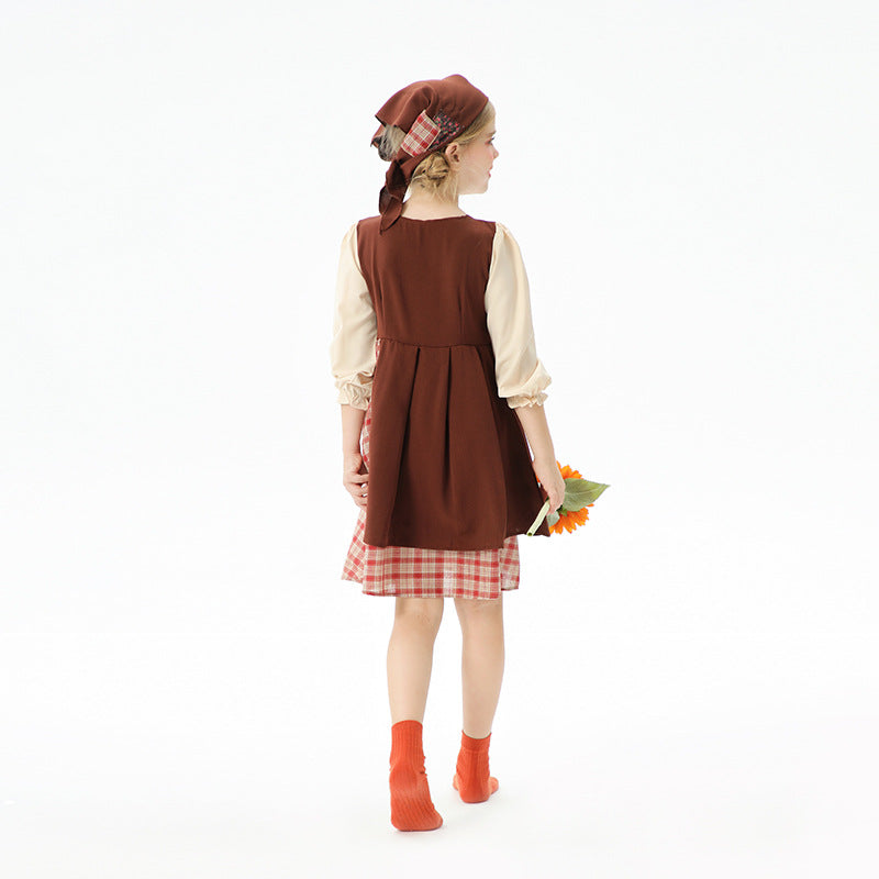 Damen Halloween Dienstmädchenkostüm Literarisches Vintage Kleid Bauernhof Zivile Kostüm
