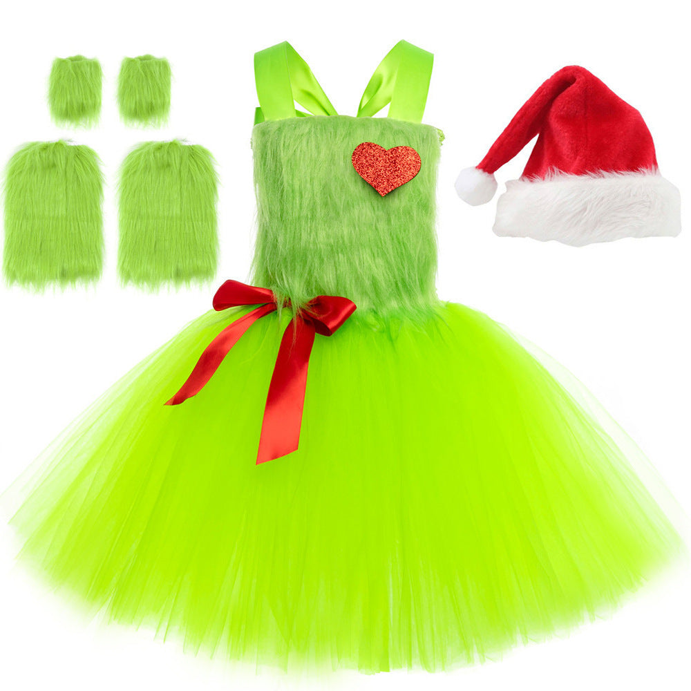 Kinder Mädchen Tutu-Kleid Weihnachtskostüm Puffy Tüllrock