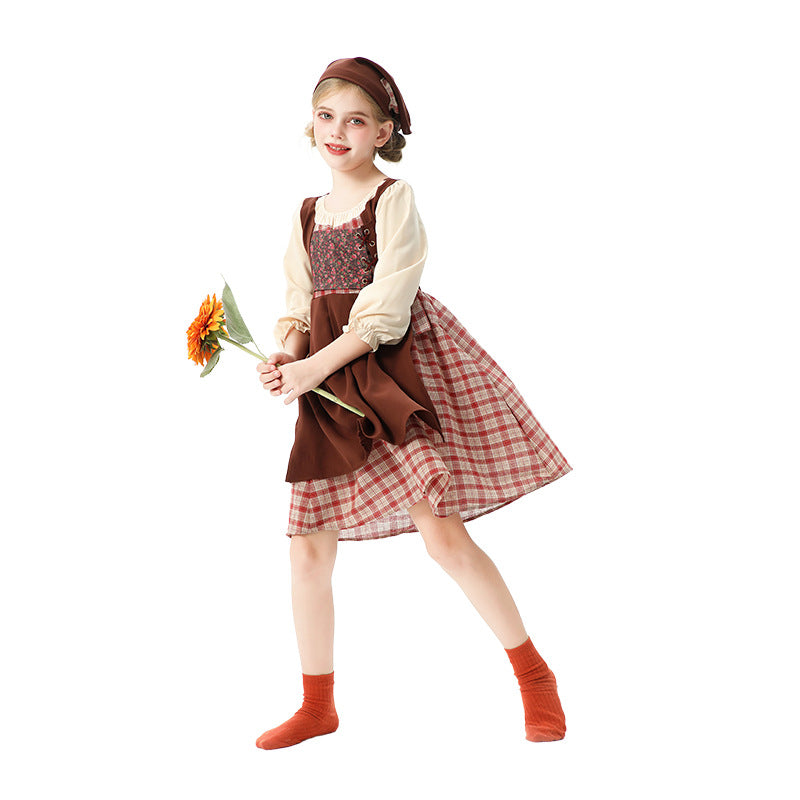 Damen Halloween Dienstmädchenkostüm Literarisches Vintage Kleid Bauernhof Zivile Kostüm