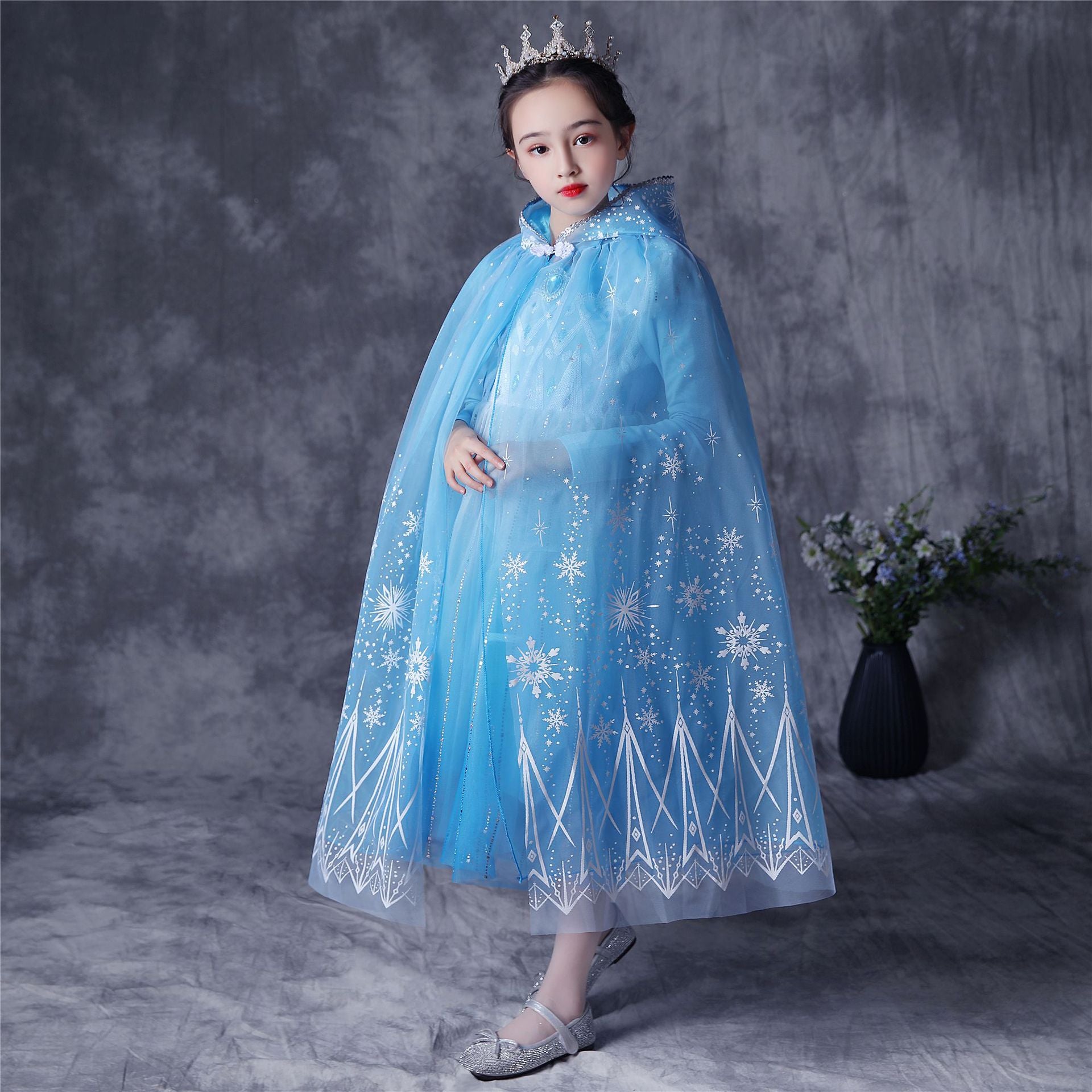 Frozen Kinder Mädchen Umhang Prinzessin Netz Umhang Cosplay Kostüm