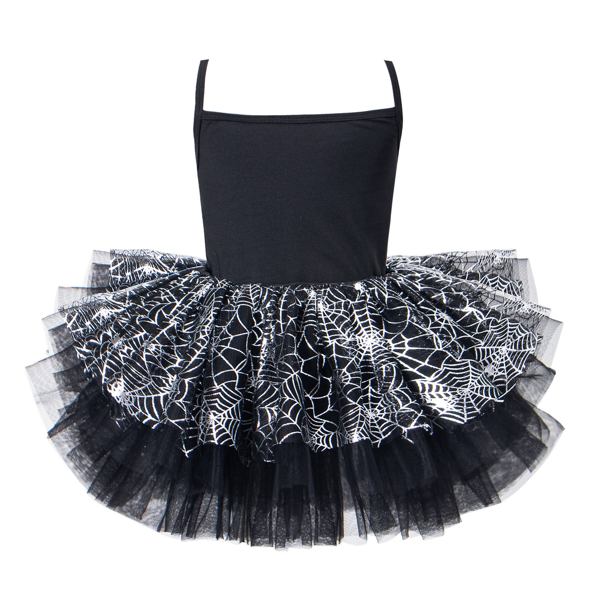 Halloween Kinder Tutu-Rock mit Spinnweben & Sternen-Print, Ballett-Tüllrock für Party & Kostüm