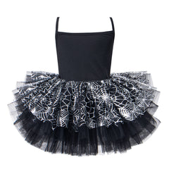 Halloween Kinder Tutu-Rock mit Spinnweben & Sternen-Print, Ballett-Tüllrock für Party & Kostüm
