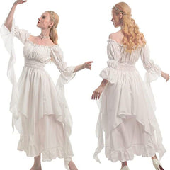 Damen Mittelalterliche Halloween cos Revival Kleider Riemchen Korsett Hof Stil Kleider