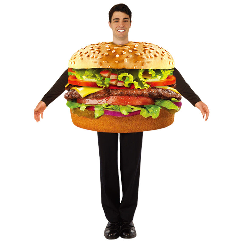 Erwachsene Hamburger Cosplay Kostüm Outfits Halloween Karneval Jumpsuit