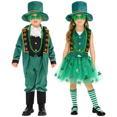 Kinder St. Patrick Cosplay Kostüm Kleeblatt Hut Rock Zubehör Party Halloween Karneval Anzug
