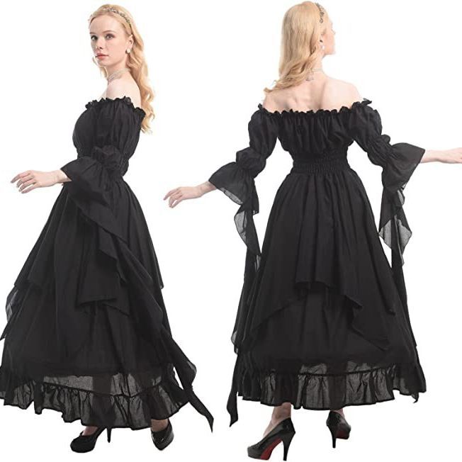 Damen Mittelalterliche Halloween cos Revival Kleider Riemchen Korsett Hof Stil Kleider