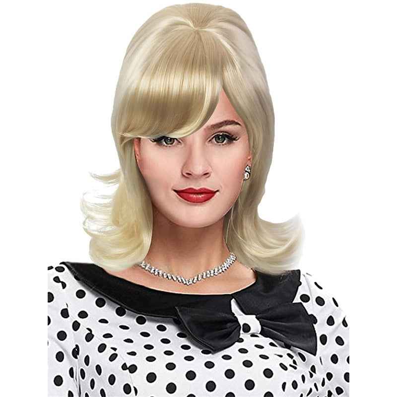 Damen Perücke 50er 60er 70er Retro Stil，Synthetikhaar，für Kostümparty Halloween Karneval