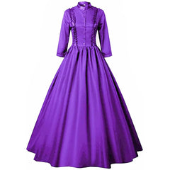 Damen Viktorianisch Vintage Gothic Spitze Lang Halloween Damen Abschlussballkleider