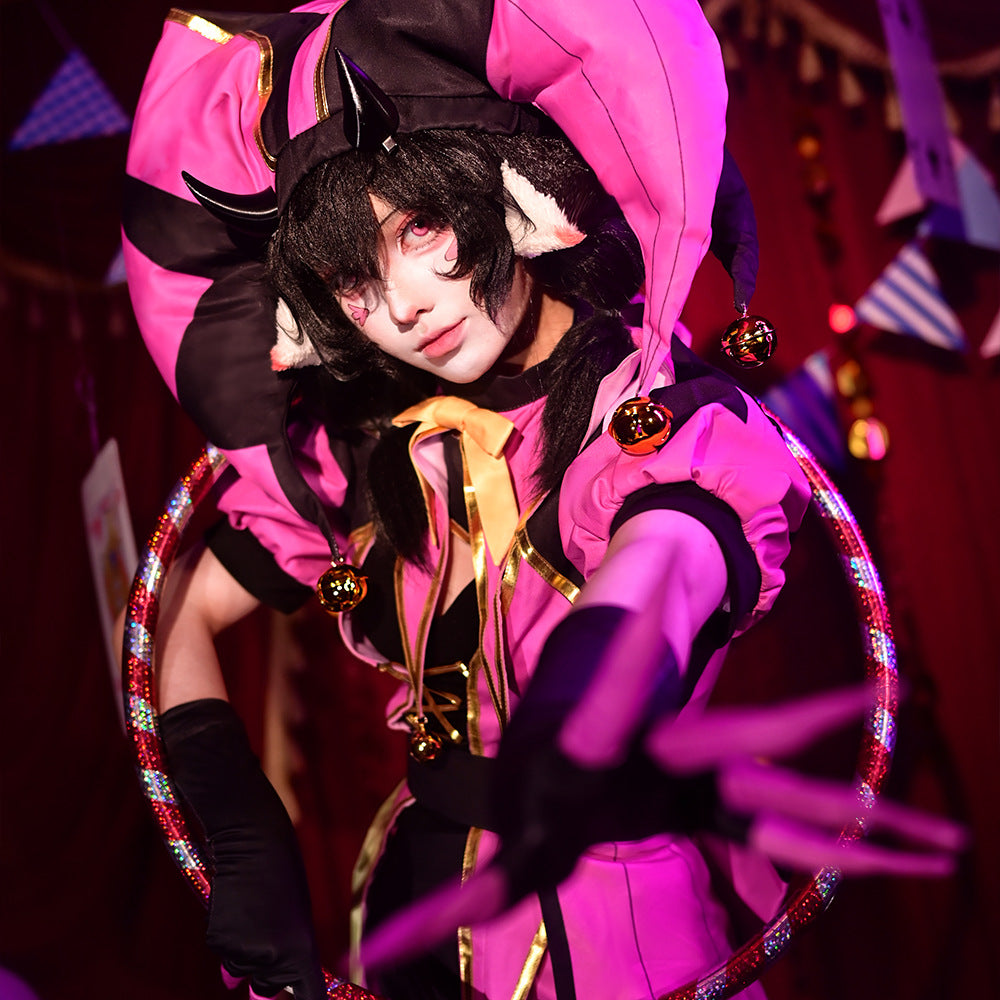 Damen Columbina The Freak Circus Kostüm Joker Halloween Karneval Cosplay Clown-Outfit
