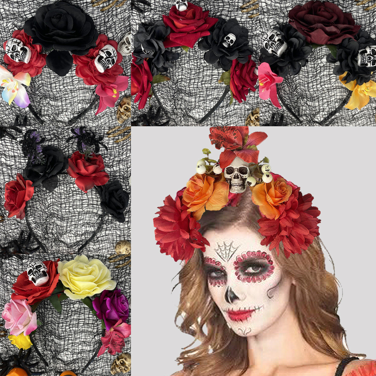 Tag der Toten Damen el Día de Muertos el Día de los Muertos Kopfbedeckung Halloween Karneval Party Zubehör