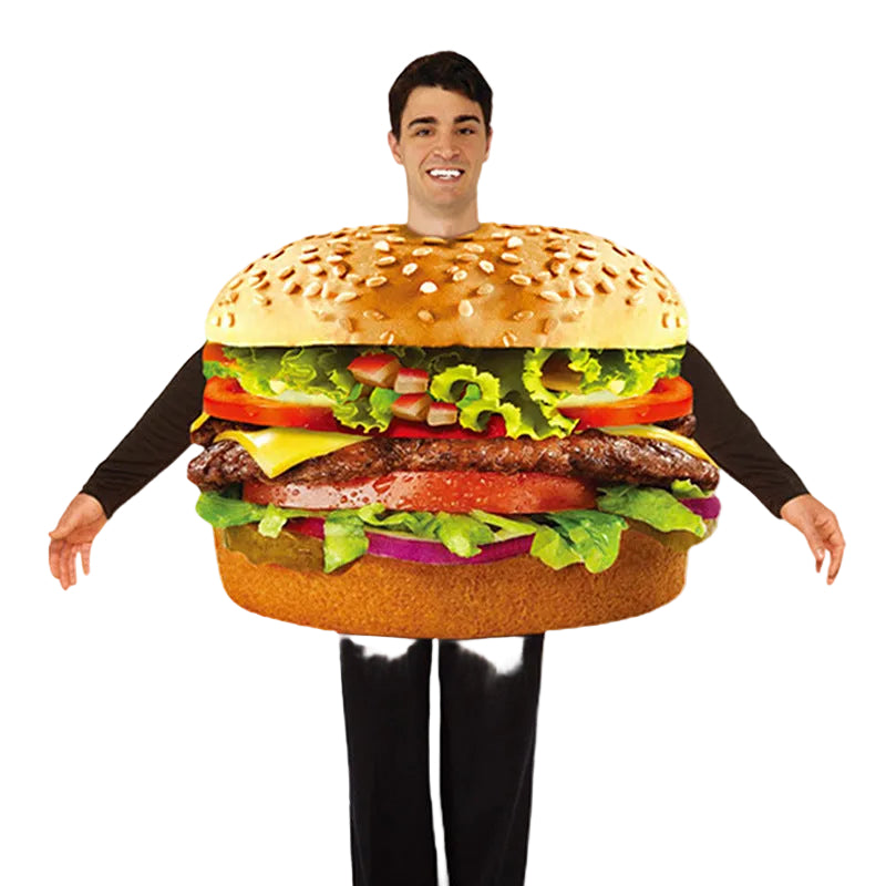 Erwachsene Hamburger Cosplay Kostüm Outfits Halloween Karneval Jumpsuit