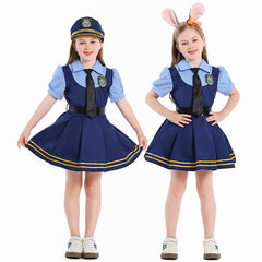 Kinder Mädchen Zootopia‌ Judy Hopps Kleid Cosplay Halloween Karneval Kostüm