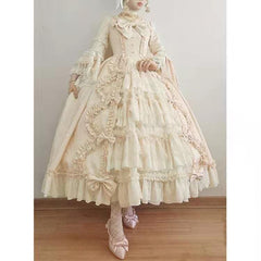 Damen Rokoko barock Kleid cosplay prinzessin kleid schleife spitze chiffon spleißen lolita tutu kleid