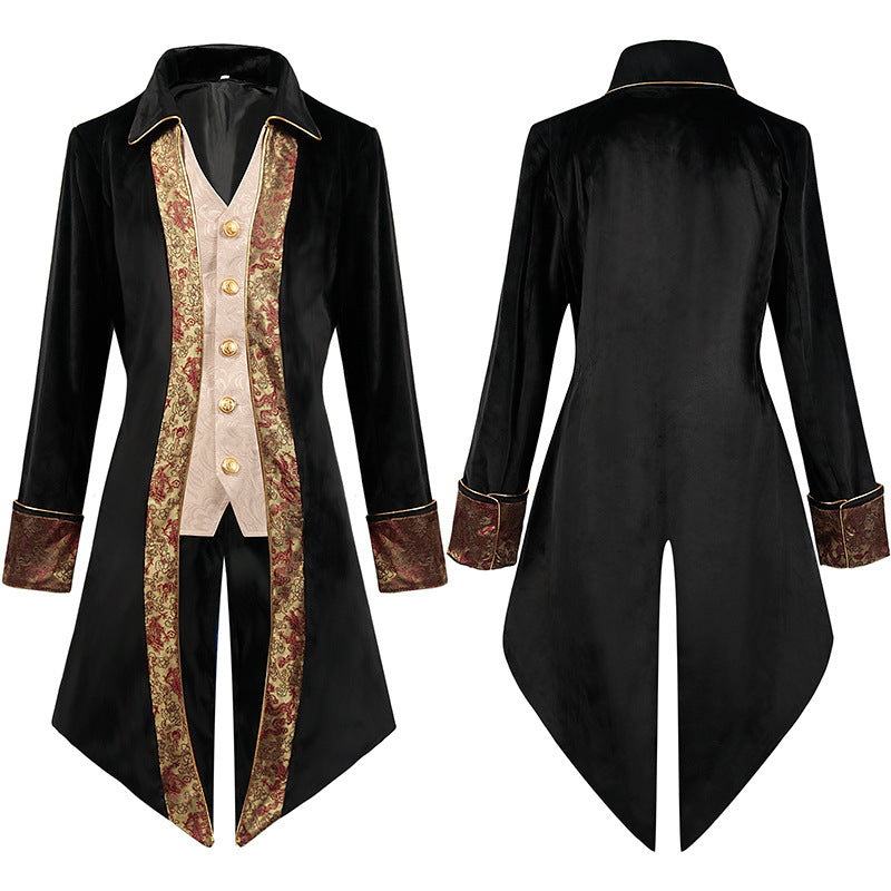Herren Cosplay Kostüm Halloween Karneval Party Anzug Weinrot Steampunk Mittelalterliche Jacke Gothic Viktorianischer bridgeton Herren Mantel