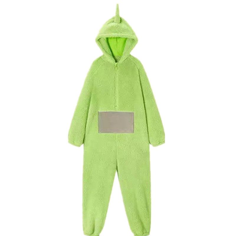 Kinder Teletubbies Cartoon Winter-Overall-Pyjama, extra verdicktes Korallenfleece, weiches warmes Hauskleid für Zuhause