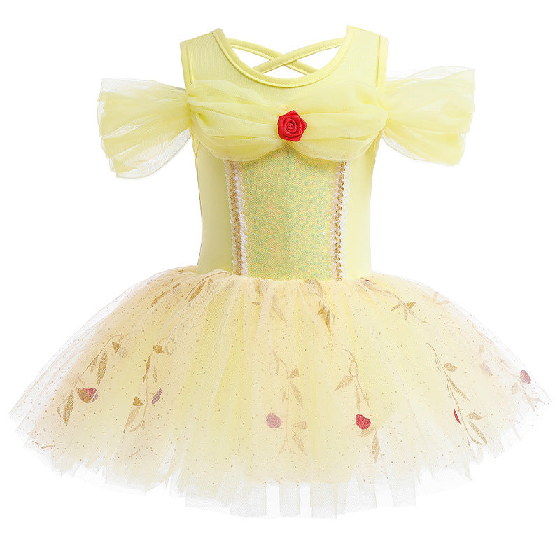 Kinder Mädchen Prinzessin Ballettkleid Ballerina Kostüm Ballett Kleid Tanzkleid Balletttrikot Tanzbody mit Tutu Rock