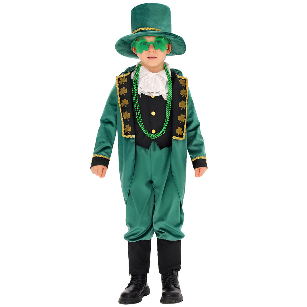 Kinder St. Patrick Cosplay Kostüm Kleeblatt Hut Rock Zubehör Party Halloween Karneval Anzug