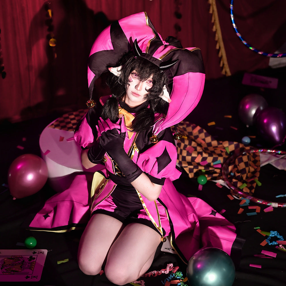 Damen Columbina The Freak Circus Kostüm Joker Halloween Karneval Cosplay Clown-Outfit