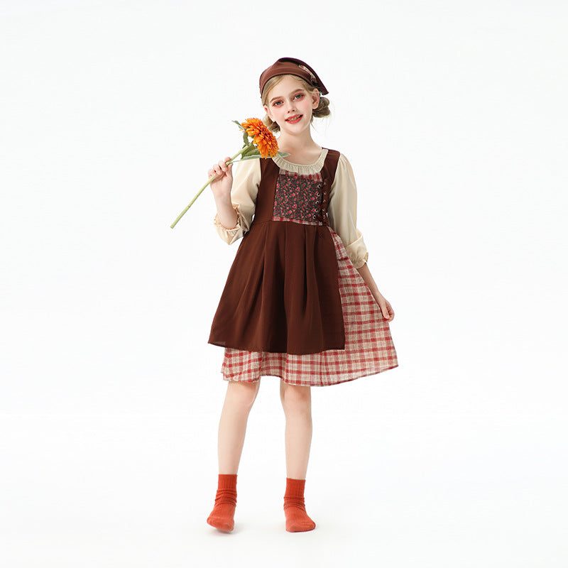 Damen Halloween Dienstmädchenkostüm Literarisches Vintage Kleid Bauernhof Zivile Kostüm
