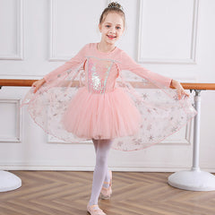Kinder Mädchen Prinzessin Ballettkleid Ballerina Kostüm Ballett Kleid Tanzkleid Balletttrikot Tanzbody mit Tutu Rock