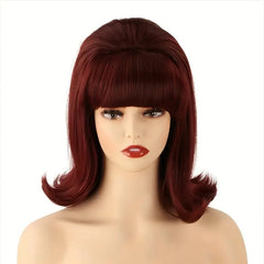 Damen Perücke 50er 60er 70er Retro Stil，Synthetikhaar，für Kostümparty Halloween Karneval
