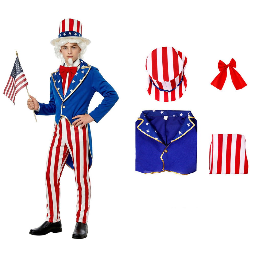 Kinder Uncle Sam Karneval Outfit – Amerikanischer Stil Halloween Karneval Outfit Cosplay Kostüm