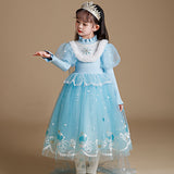 Kinder Mädchen Prinzessin Elsa Kleid Prinzessin Elsa Winter Mesh Kleid Mädchen Kleider Weihnachtskleider