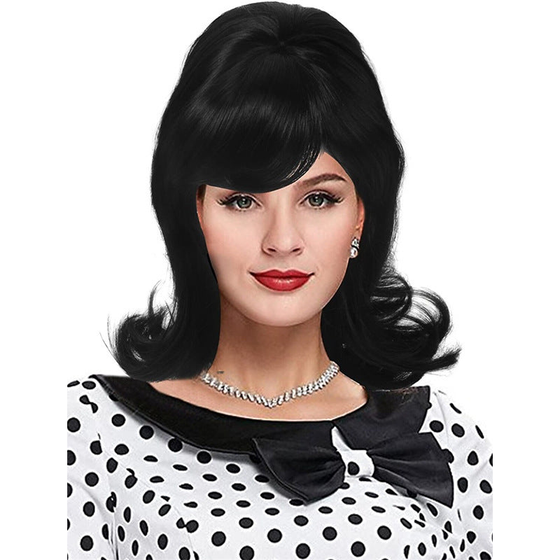 Damen Perücke 50er 60er 70er Retro Stil，Synthetikhaar，für Kostümparty Halloween Karneval