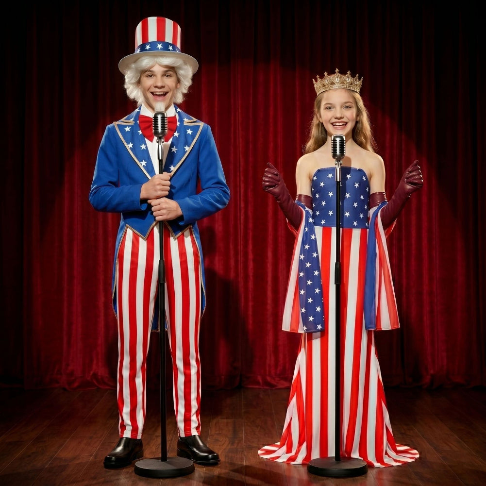 Kinder Uncle Sam Karneval Outfit – Amerikanischer Stil Halloween Karneval Outfit Cosplay Kostüm