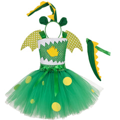 Dinosaur World Kinder Mädchen Cosplay Flauschiges grün Tutu-Kleid Für Halloween, Kindergeburtstag Cosplay-Partys