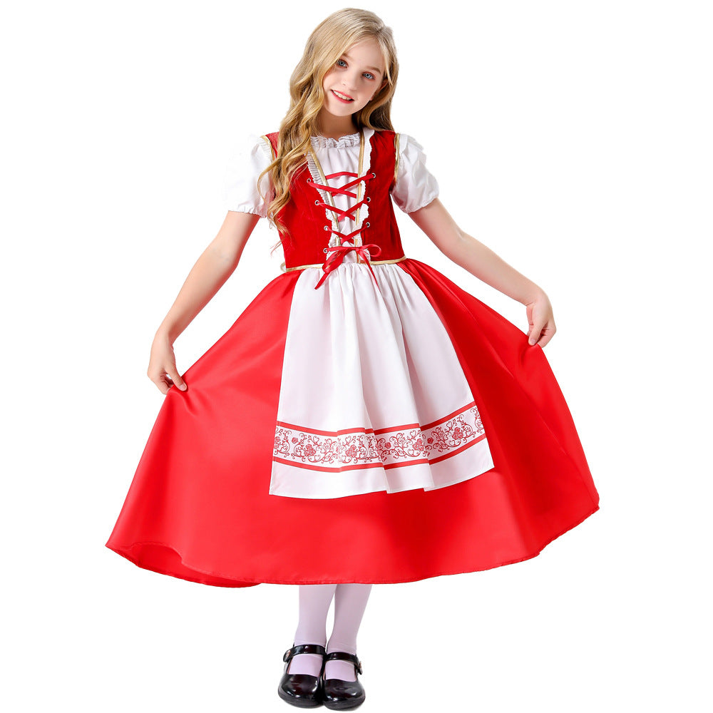 Kinder Mädchen Kleid Rotkäppchen Cosplay Kostüm Outfits Halloween Karneval Anzug