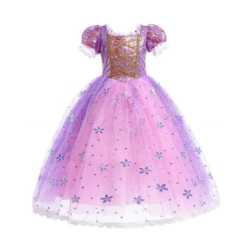 Kinder Mädchen Halloween Rapunzel Cosplay Kostüm für Kinder Tütukleid