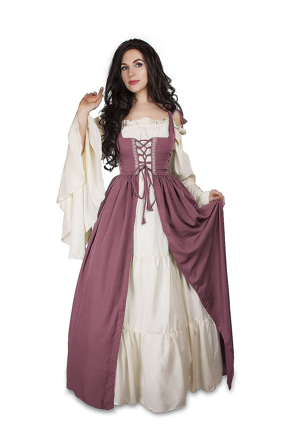 Kinder Mädchen quadratischer Kragen Mittelalter Renaissance Retro Kleid Cosplay Kostüm Mittelalterkleid  Outfits Halloween Karneval Anzug