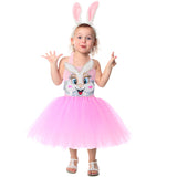 Kinder Mädchen Kaninchen rosa tutu Kleid Ostern Cosplay Kleid Haarreif Halloween Karneval Outfits