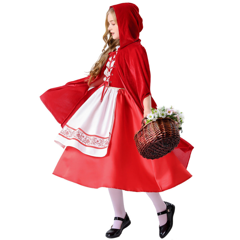 Kinder Mädchen Kleid Rotkäppchen Cosplay Kostüm Outfits Halloween Karneval Anzug