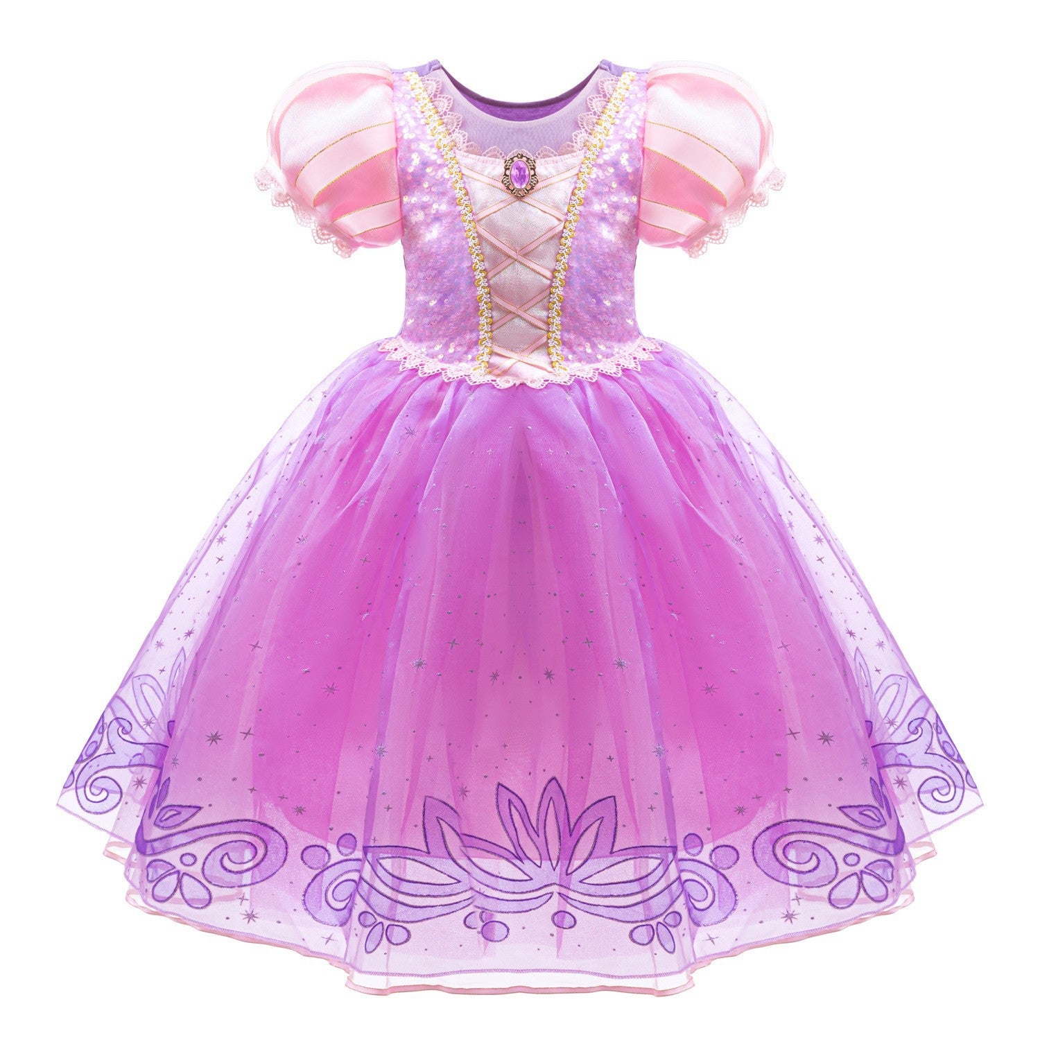Kinder Mädchen Halloween Rapunzel Cosplay Kostüm für Kinder Tütukleid