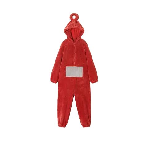 Erwachsene unsex Winter Pyjama Cartoon Teletubbies, verdicktes Korallenfleece Overall, warmer Hausanzug Nachthemd